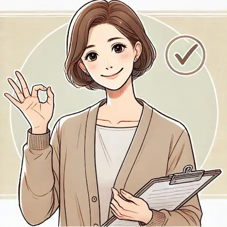 CCUS登録代行を笑顔で請け負う、安心感のある女性行政書士のイラスト